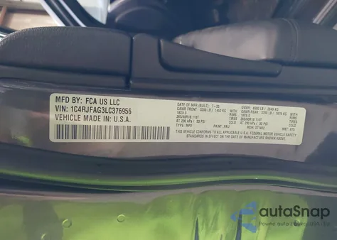 2020 Jeep Grand Cherokee North Edition 4X4 из США, поврежденный, VIN 1C4RJFAG3LC376956